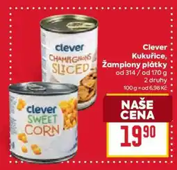 Billa Clever Kukuřice, Žampiony plátky nabídka