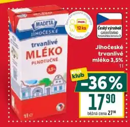 Billa Jihočeské Trvanlivé mléko 3,5% nabídka