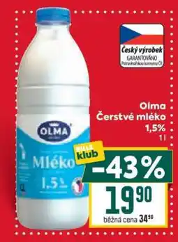 Billa Olma Čerstvé mléko 1,5% nabídka