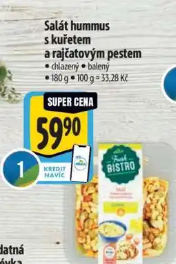 Albert Salát hummus s kuřetem a rajčatovým pestem nabídka