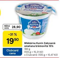 Tesco Mlékárna Kunín Zakysaná smetana krémovitá 15% nabídka