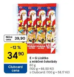 Tesco E + G Lízátko z mléčné čokolády nabídka