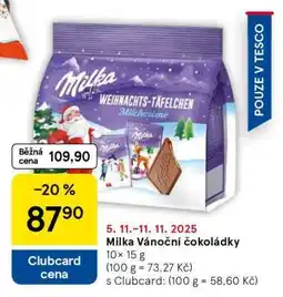 Tesco Milka Vánoční čokoládky nabídka