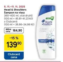 Tesco Head&Shoulders šampon na vlasy nabídka