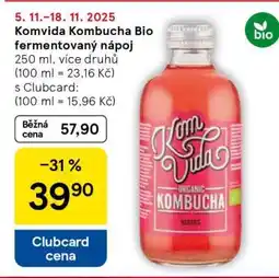 Tesco Komvida Kombucha Bio fermentovaný nápoj nabídka