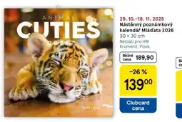 Tesco Nástěnný poznámkový kalendář Mláďata 2026 nabídka