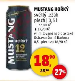 Penny Market MUSTANG HOŘKÝ světlý ležák plech 0,5 l nabídka