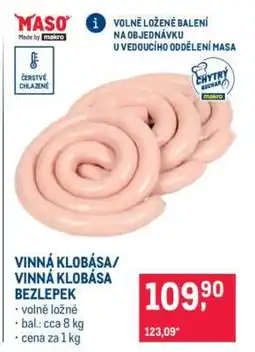 Makro VINNÁ KLOBÁSA/ VINNÁ KLOBÁSA BEZLEPEK nabídka