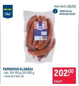 Makro Papriková klobása nabídka