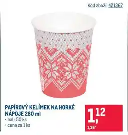 Makro PAPÍROVÝ KELÍMEK NA HORKÉ NÁPOJE 280 ml nabídka