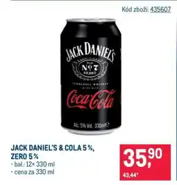 Makro JACK DANIEL'S & COLA 5 %, ZERO 5 % nabídka