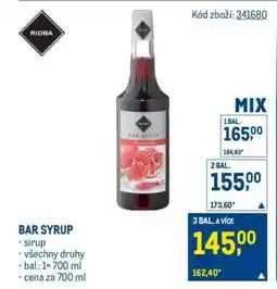 Makro Bar syrup nabídka
