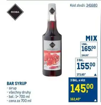 Makro Bar syrup nabídka