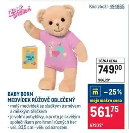 Makro BABY BORN MEDVÍDEK RŮŽOVĚ OBLEČENÝ nabídka