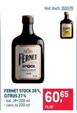 Makro Fernet Stock 38 %, Citrus 27 % nabídka