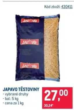 Makro Japavo těstoviny nabídka