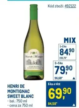 Makro Henri de montignac sweet blanc nabídka