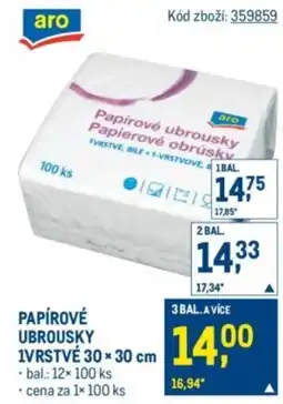 Makro Papírové ubrousky 1vrstvé nabídka