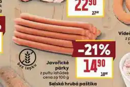 Billa Javořické párky nabídka