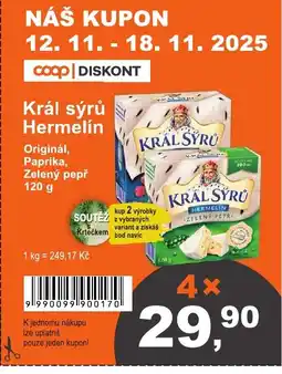 COOP DISKONT Král sýrů Hermelín nabídka
