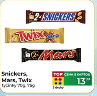 Snickers, Mars, Twix tyčinky