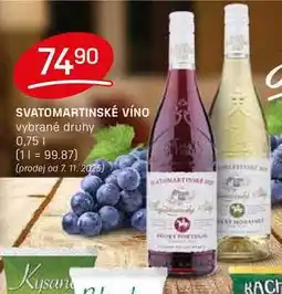 Flop SVATOMARTINSKÉ VÍNO vybrané druhy 0,75l nabídka