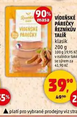 Penny Market VÍDEŇSKÉ PÁREČKY ŘEZNÍKŮV TALÍŘ, 200 g nabídka