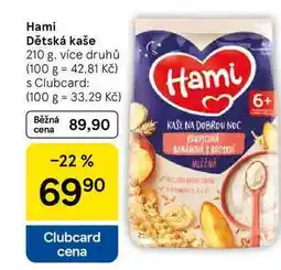 Tesco Hami Dětská kaše, 210 g, více druhů nabídka