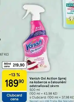 Tesco Vanish Oxi Action Sprej na koberce a čalounění odstraňovač skvrn, 500 ml nabídka