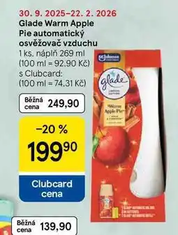 Tesco Glade Warm Apple Pie automatický osvěžovač vzduchu, 1 ks, náplň 269 ml nabídka
