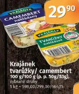 COOP TIP Krajánek tvarůžky/ camembert nabídka