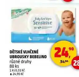 Penny Market DĚTSKÉ VLHČENÉ UBROUSKY BEBELINO, 80 ks nabídka