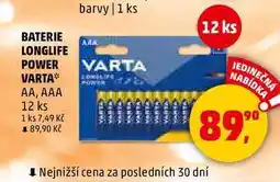 Penny Market BATERIE LONGLIFE POWER VARTA, 12 ks nabídka