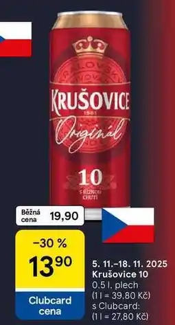 Tesco Krušovice 10, 0.5 l, plech nabídka