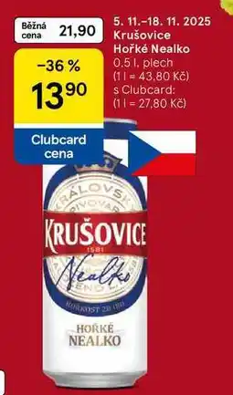 Tesco Krušovice Hořké Nealko, 0.5 l, plech nabídka