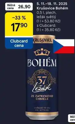 Tesco Krušovice Bohém, 0.5 l, plech nabídka