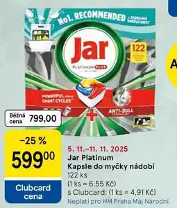 Tesco Jar Platinum Kapsle do myčky nádobí, 122 ks nabídka