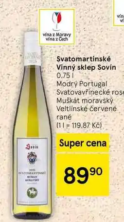 Tesco Svatomartinské Vinný sklep Sovín, 0,75 l nabídka
