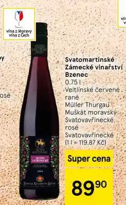 Tesco Svatomartinské Zámecké vinařství Bzenec, 0,75 l nabídka