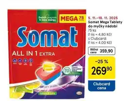 Tesco Somat Mega Tablety do myčky nádobí, 75 ks nabídka