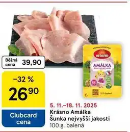 Tesco Krásno Amálka Šunka nejvyšší jakosti, 100 g nabídka