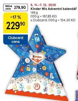 Tesco Kinder Mix Adventní kalendář, 149 g nabídka