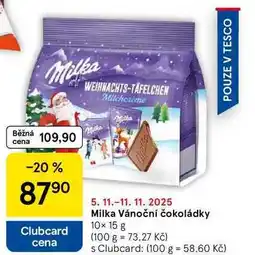 Tesco Milka Vánoční čokoládky, 10x 15 g nabídka
