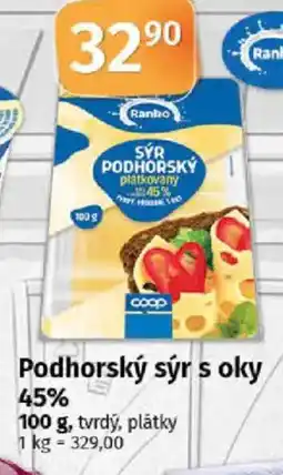 COOP TIP Ranko Podhorský sýr s oky 45% nabídka