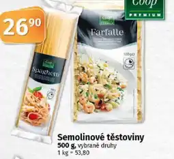 COOP TIP Semolinové těstoviny nabídka