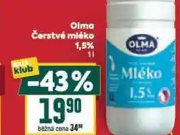 Billa Olma Čerstvé mléko 1,5% nabídka
