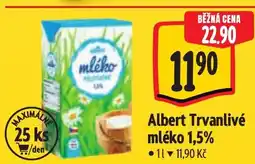 Albert Albert Trvanlivé mléko 1,5% nabídka