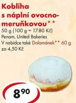 CBA Kobliha s náplní ovocno-meruňkovou, 50 g nabídka