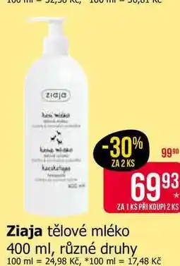 Teta Ziaja tělové mléko 400 ml, různé druhy nabídka