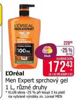 Teta L'OREAL Men Expert sprchový gel 1 L, různé druhy nabídka
